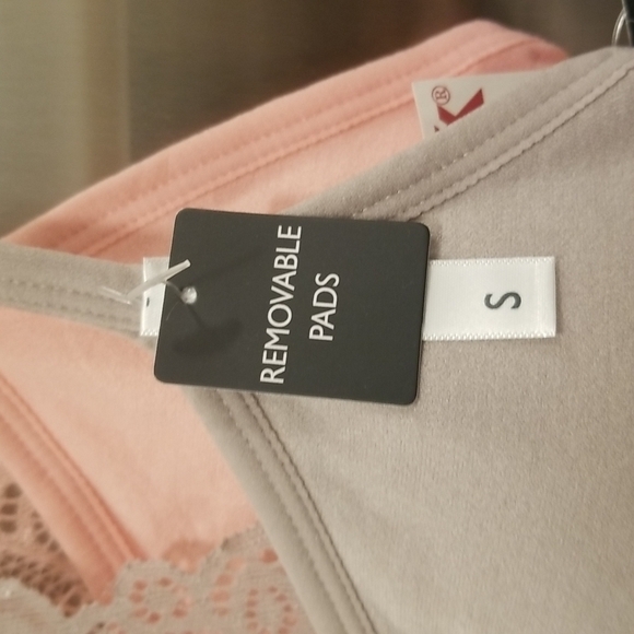 💕LAURA ASHLEY💕 Lace Back Seamless Bralettes 2 Pack ~ Pink & Gray Small S NWT - Picture 5 of 11